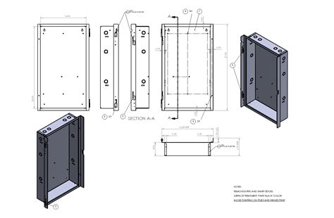 sheet metal box drawing|sheet metal box design template.